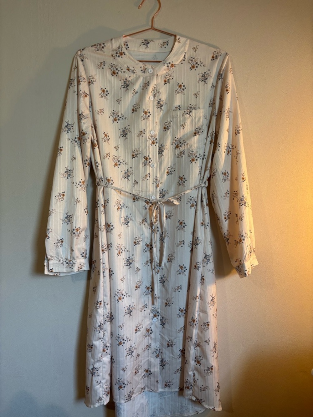 Cream Floral Button-Front Dress with Yellow Accents